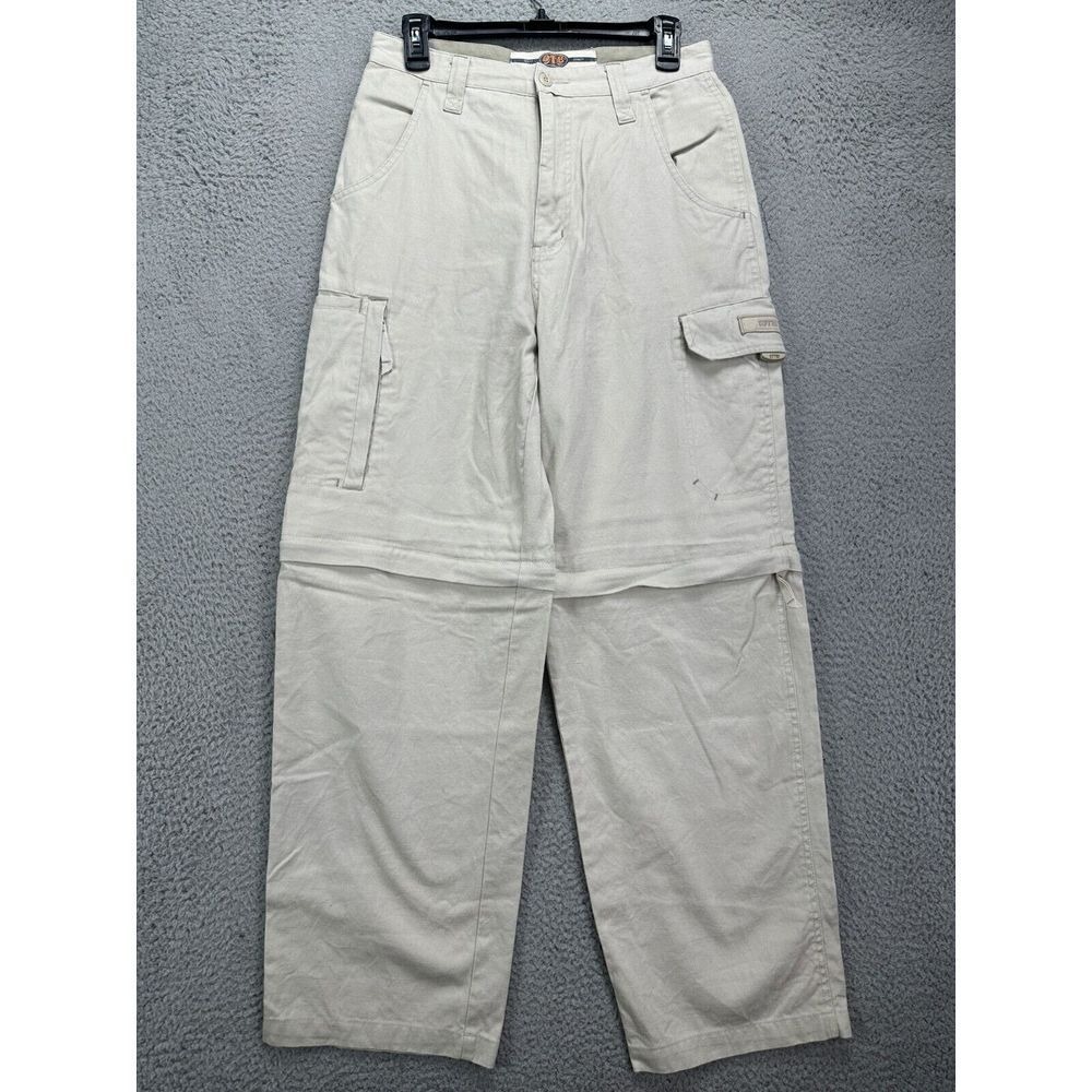 VTG OTB On Tough Brand Pants Women 18 Beige Baggy Convertible Streetwear 90s Y2K